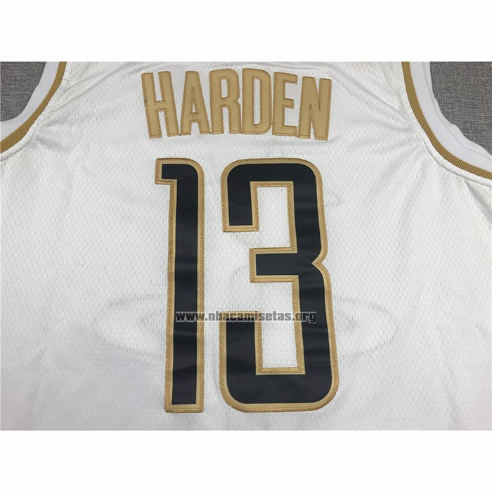 Camiseta Golden Edition Houston Rockets James Harden NO 13 Blanco